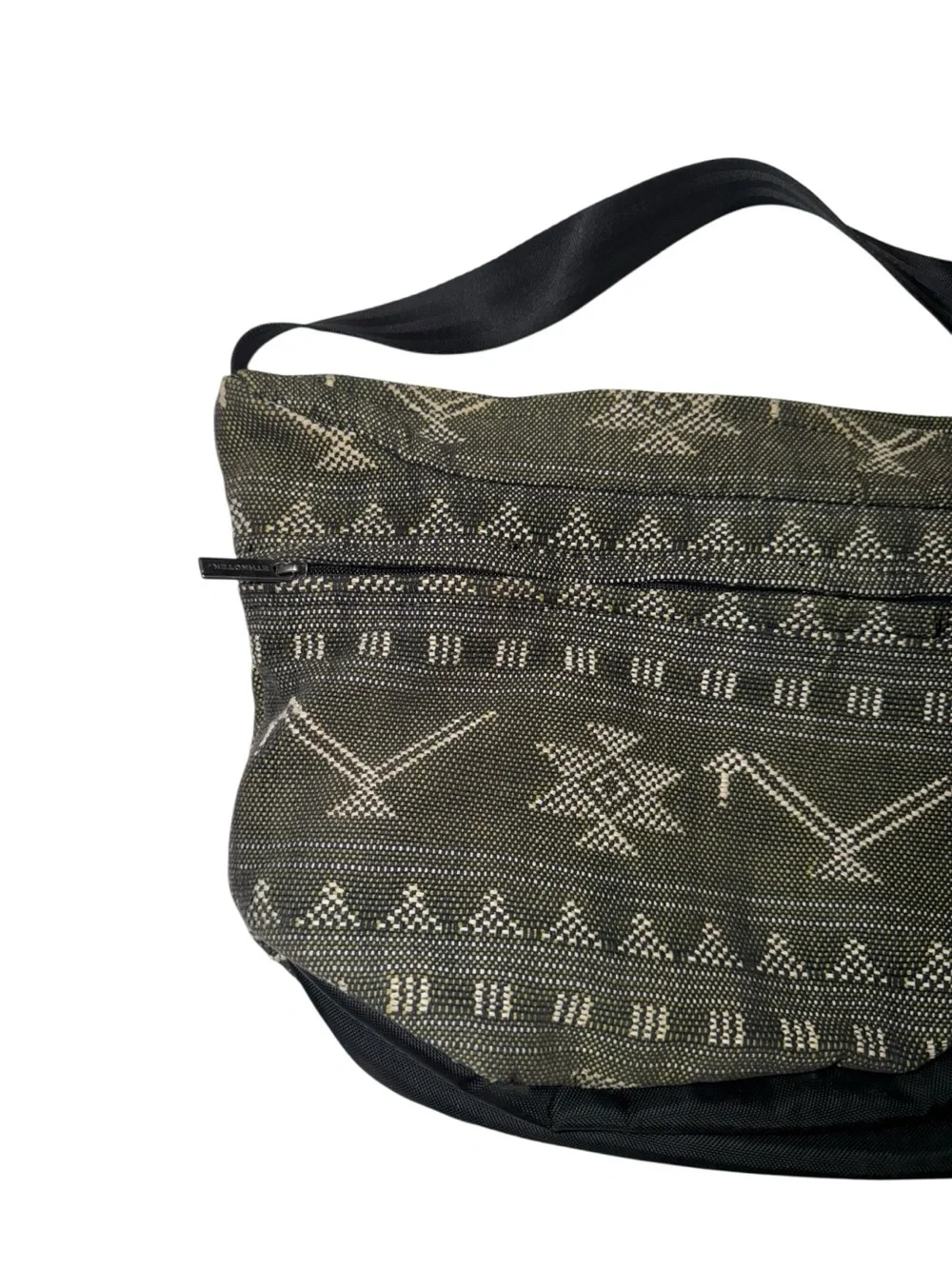 Men's Black Patterned Messenger Crossbody Bag